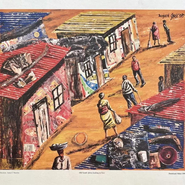 Township Scene 1995 by Dumisani Sibisi signed and dated '95