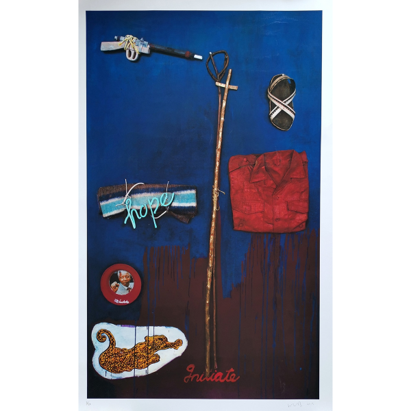 Hope by Wayne Barker — mixed media collage signed by Nelson Mandela, Natalie Knight Art Collection